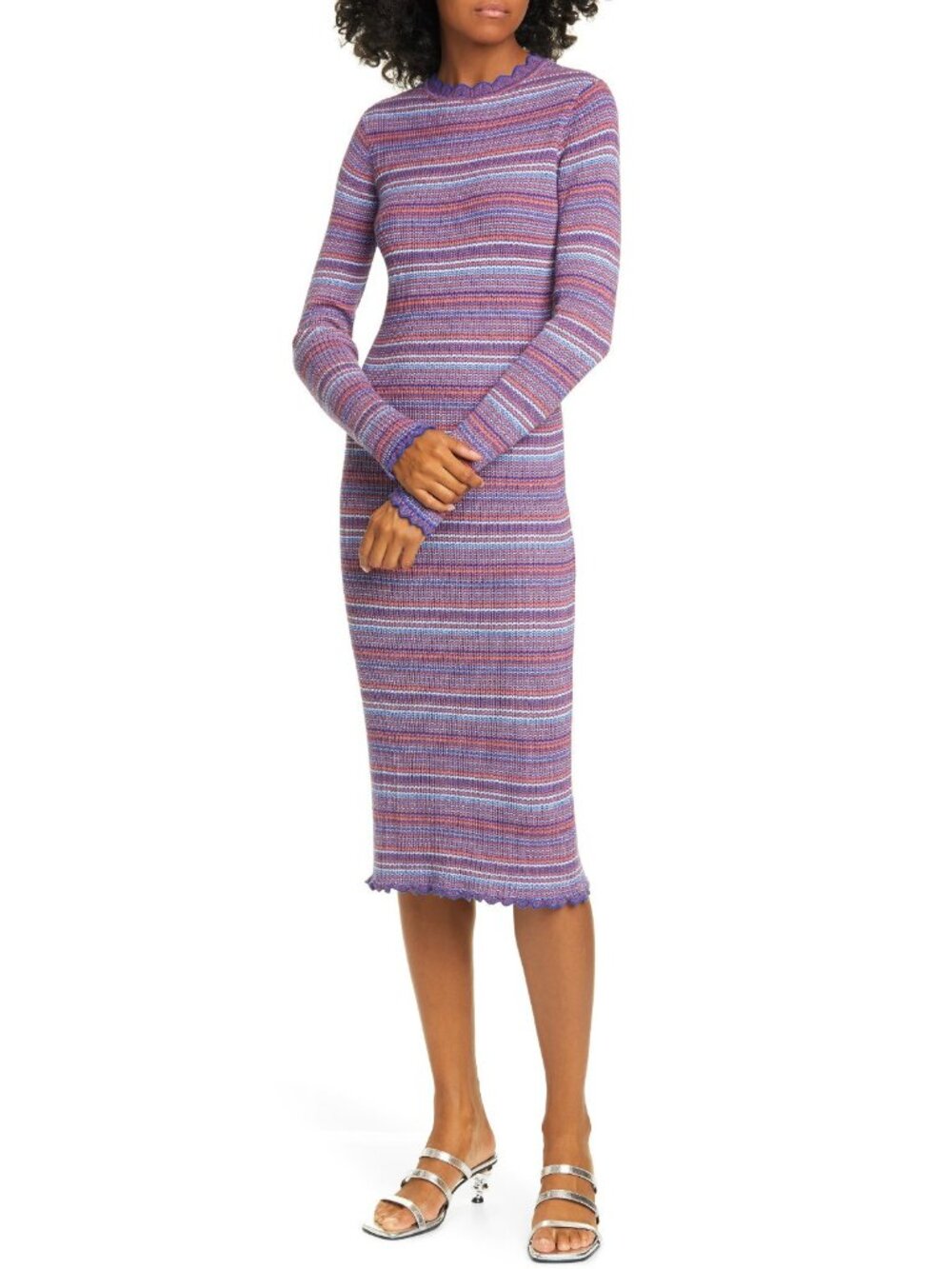 STINE GOYA Tinita Long Sleeve Midi Knit Sweater Dress Size XS - Made in Italy